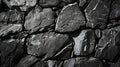 Generative AI Black and white background Black rock texture Closeup Stone wall backgroud for design Copy space Wid Royalty Free Stock Photo