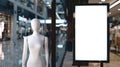 Generative AI Blank billboard in a modern shopping center Display for mockup and advertising Blackground with mann Royalty Free Stock Photo