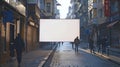 Generative AI Blank white mockup billboard in empty Istanbul street business concept. Royalty Free Stock Photo