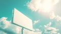 Generative AI Blank wide white billboard or large display against blue sky with white clouds  mock up Consumerism Royalty Free Stock Photo