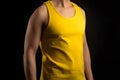 Generative AI. Blank Yellow Tank top Mock up on Male Model: Showcase Your Designs in Style