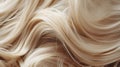 Generative AI Blond hair closeup as a background Womens long blonde hair Beautifully styled wavy shiny curls Hair