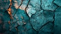 Generative AI Blue green abstract background Gradient Toned rough cracked stone surface Teal background with space Royalty Free Stock Photo