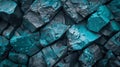 Generative AI Blue green rough rock texture Toned Cracked crumbled mountain surface Closeup Dark turquoise stone b Royalty Free Stock Photo