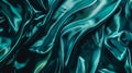 Generative AI Blue green silk satin fabric Teal color elegant background Liquid wave or silk wavy folds Beautiful Royalty Free Stock Photo