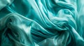 Generative AI Blue green silk satin fabric Teal color elegant background Liquid wave or silk wavy folds Beautiful Royalty Free Stock Photo