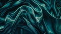 Generative AI Blue green silk satin fabric Teal color elegant background Liquid wave or silk wavy folds Beautiful Royalty Free Stock Photo