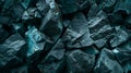 Generative AI Blue green stone background Dark blue toned monochrome rock texture Closeup Wide banner Colorful mod Royalty Free Stock Photo