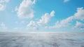 Generative AI Blue Sky Background Cloud Horizon with Empty Concrete Floor business concept. Royalty Free Stock Photo