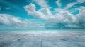 Generative AI Blue Sky Landscape Background with Nice Clouds and Empty Concrete Floor business concept. Royalty Free Stock Photo