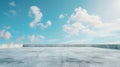 Generative AI Blue Sky Landscape Background with Nice Clouds and Empty Concrete Floor business concept. Royalty Free Stock Photo
