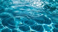 Generative AI Blue water texture, blue mint water surface with rings and ripples. Spa concept background. Flat lay Royalty Free Stock Photo