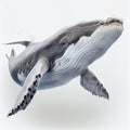 Generative AI of a Blue Whale isolated on a White Background Royalty Free Stock Photo