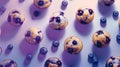Generative AI blueberry homemade muffins flat lay business concept.