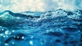 Generative AI Bluewater waves on the surface ripples blurred Defocus blurred transparent blue colored clear calm w Royalty Free Stock Photo