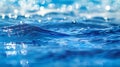 Generative AI Bluewater waves on the surface ripples blurred Defocus blurred transparent blue colored clear calm w Royalty Free Stock Photo