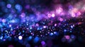 Generative AI Blur neon light Lens flare overlay Bokeh fluorescent flash gleam Defocused blue purple color flecks Royalty Free Stock Photo