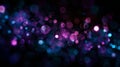 Generative AI Blur neon light Lens flare overlay Bokeh fluorescent flash gleam Defocused blue purple color flecks Royalty Free Stock Photo