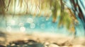 Generative AI Blur tropical beach with bokeh sun light wave abstract background Copy space of outdoor summer vacat Royalty Free Stock Photo