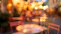 Generative AI Blurred abstract background of outdoor cafe or restaurant Outdoor cafe with tables and chairs Street Royalty Free Stock Photo