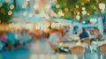 Generative AI Blurred abstract background of outdoor cafe or restaurant Outdoor cafe with tables and chairs Street Royalty Free Stock Photo