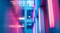 Generative AI Blurred blue and pink urban building background scene business concept. Royalty Free Stock Photo