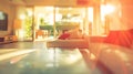 Generative AI Blurred Living Room with Couches applying Retro Instagram Style Filter business concept. Royalty Free Stock Photo