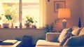 Generative AI Blurred Living Room with Couches applying Retro Instagram Style Filter business concept. Royalty Free Stock Photo
