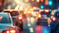 Generative AI Blurred urban traffic background scene at night business concept. Royalty Free Stock Photo