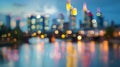 Generative AI Blurred view of Frankfurt am Main skyline and river business concept.