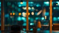 Generative AI Blurring the Background in a Modern Office Interior night light effect business concept. Royalty Free Stock Photo