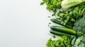 Generative AI Border of green raw vegetables on white background Top view of healthy organic food Flat lay Copy sp Royalty Free Stock Photo