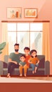 Generative AI Bored Family Watching TV-