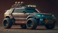 Generative AI of a brand-less generic monster truck in a dark environment
