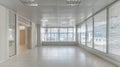 Generative AI Bright Empty Office Space with Large Windows Neutral Tones and Modern Architecture for Commercial Us Royalty Free Stock Photo