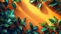 Generative AI Bright orange background with plant shadows for product or cosmetics. High quality photo business co