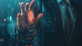 Generative AI Businessman using fingerprint indentification to access personal financial data biometrics security