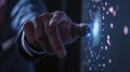 Generative AI Businessman using fingerprint indentification to access personal financial data biometrics security