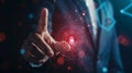 Generative AI Businessman using fingerprint indentification to access personal financial data biometrics security