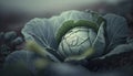 Generative AI, Cabbage macro photorealistic illustration, agricultural vegetable. Nature organic healthy farm food concept,