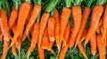 Generative AI Carrots texture background Raw carrots on display on farmers market Close up image business concept.