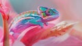 Generative AI Chameleon on the flower Beautiful extreme closeup business concept. Royalty Free Stock Photo