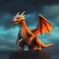Generative ai. Charizard pokemon illustration Royalty Free Stock Photo