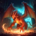 Generative ai. Charizard pokemon illustration Royalty Free Stock Photo
