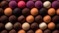 Generative AI, Chocolate candy balls, close up Brazilian brigadeiro Royalty Free Stock Photo