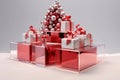 Generative ai. Christmas decorated product display podium