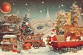 Generative ai. Christmas flat retro collage