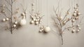 Generative AI, Christmas home decoration close up, muted colors, holiday photorealistic