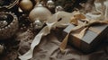 Generative AI, Christmas home decoration close up, muted colors, holiday photorealistic