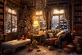 Generative ai. Christmas interior design decoration, living room Royalty Free Stock Photo